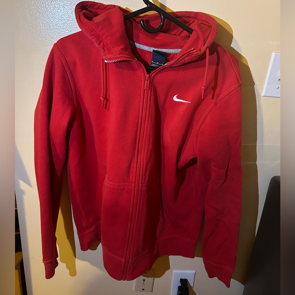 red Nike zip up hoodie